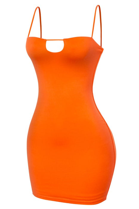 Samsa Orange Mini Cutout Dress