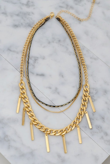 Triple Layered Gold Thick Chain Necklace