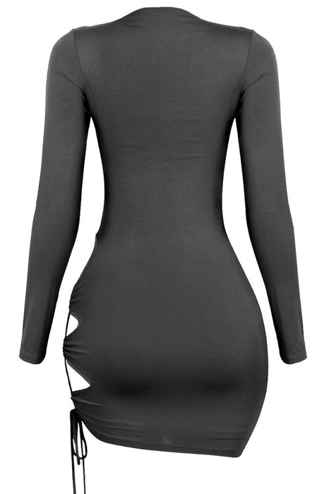 Sophie Cutout Long Sleeve Black Dress