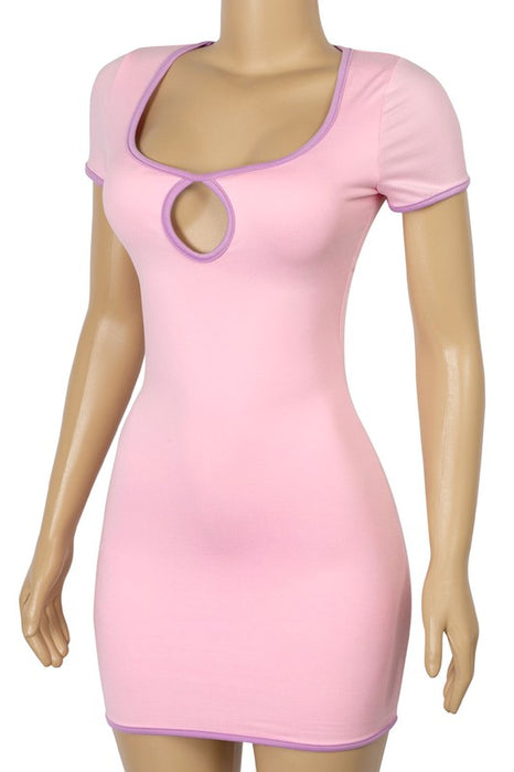 Clarisse Pink Cutout Mini Dress