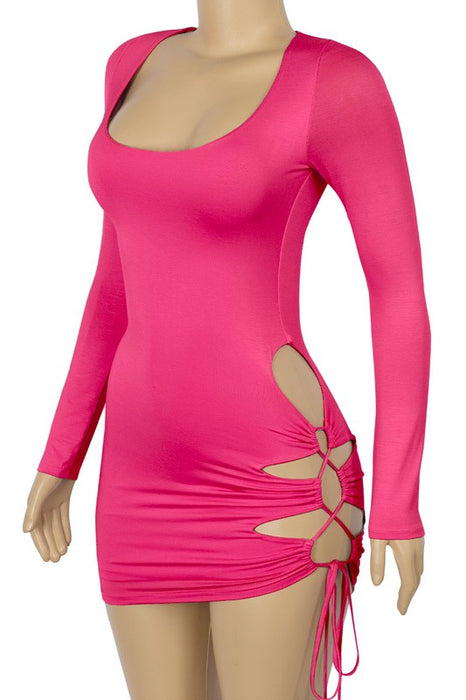 Sophie Cutout Pink Long Sleeve Dress