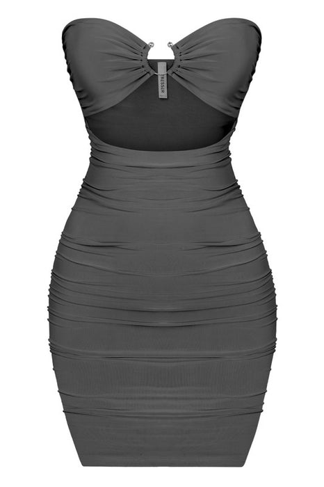 black ruched tube dress Black Stretch Ruched Tube Maxi Dress-BEST SELLER XS