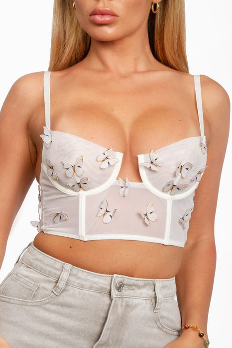 Hadleigh Butterfly White Corset Top