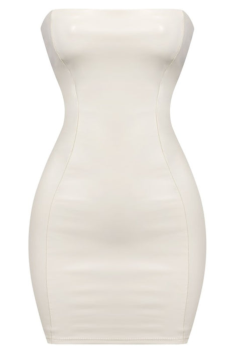 Renee Faux Leather Ivory Dress
