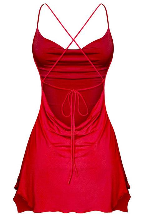 Analesse Red Mini Silhouette Dress